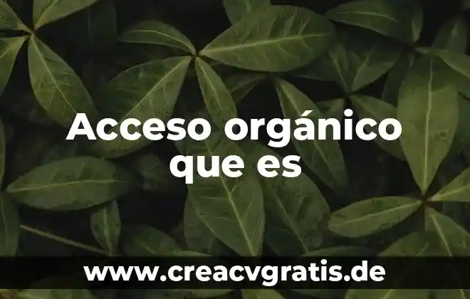 Qué es el flux organico 7 Acceso orgánico que es