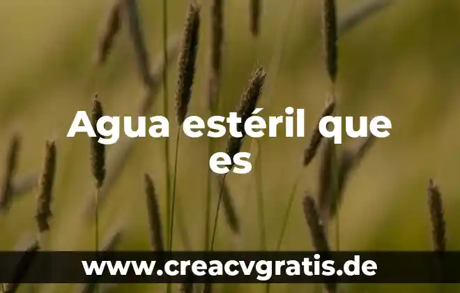 Según Alexander Chayanov que es el agua 4 Agua estéril que es
