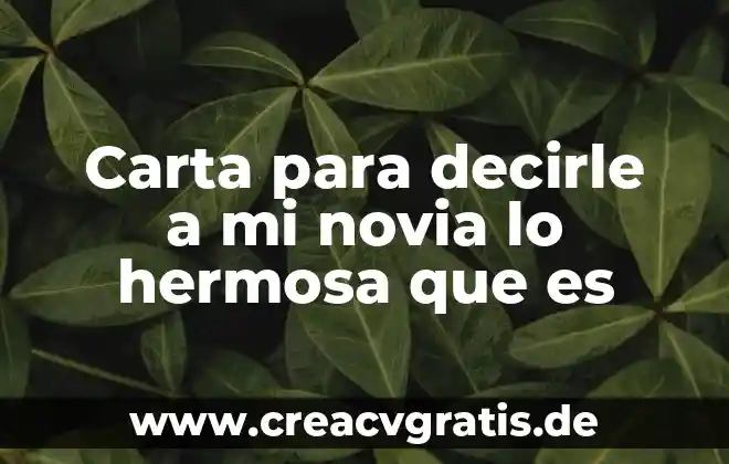 Que es hermosa vida 3 Carta para decirle a mi novia lo hermosa que es