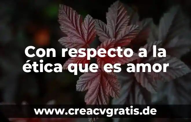 Que es el amor hacia adentro y hacia afuera 8 Con respecto a la ética que es amor