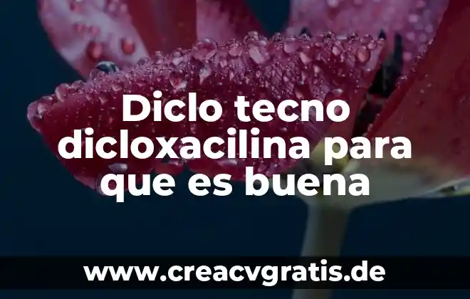 Que es el agua buena 8 Diclo tecno dicloxacilina para que es buena