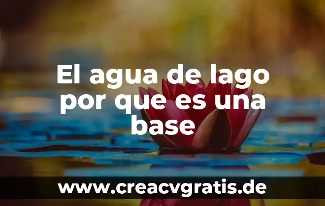 Para que es importante el agua en la vida 4 El agua de lago por que es una base