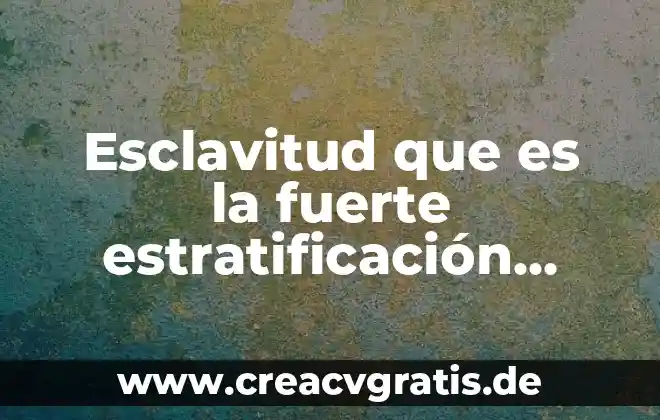 Que es un agua fuerte 7 Esclavitud que es la fuerte estratificación social