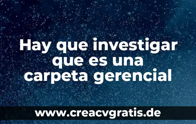 Que es una conclusión en una investigacion 7 Hay que investigar que es una carpeta gerencial