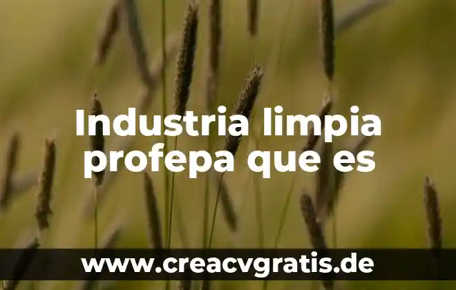 Agua limpia y saneamiento que es 4 Industria limpia profepa que es