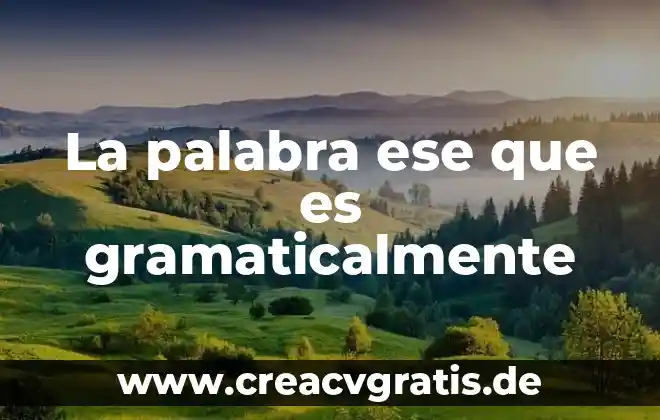 Que es significa la palabra transgenicos 8 La palabra ese que es gramaticalmente