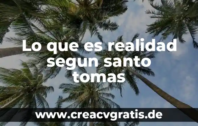 Que es derecho segun santo tomas de aquino 5 Lo que es realidad segun santo tomas