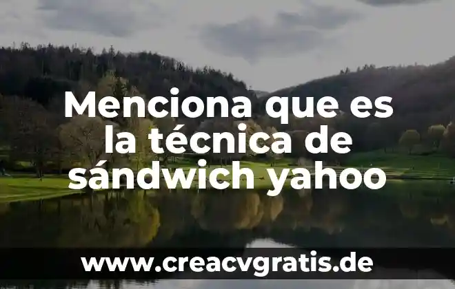 Que es arrastre con agua 5 Menciona que es la técnica de sándwich yahoo