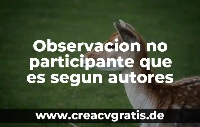 Que es la justificacion de la tesis segun autores 7 Observacion no participante que es segun autores