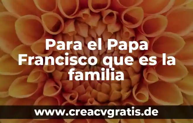 ¿Qué es la iglesia según el Papa Francisco? 4 Para el Papa Francisco que es la familia