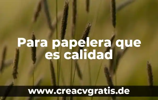 Administracion que es calidad 5 Para papelera que es calidad