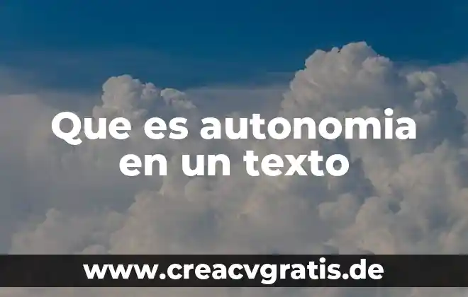 Qué es la autonomía y sus tipos 8 Que es autonomia en un texto
