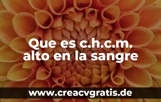 Que es definicion de termino 3 Que es c.h.c.m. alto en la sangre