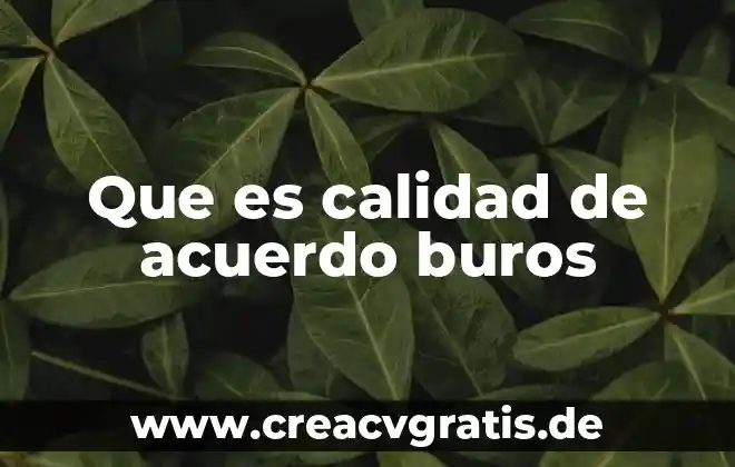 Administracion que es calidad 7 Que es calidad de acuerdo buros