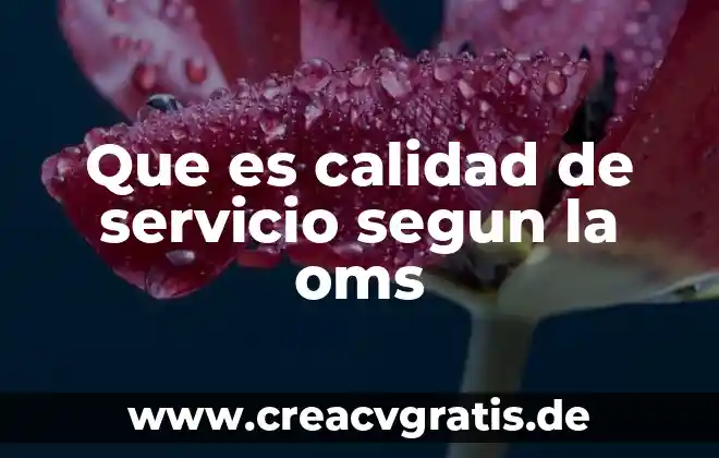 Qué es el agua según la OMS 4 Que es calidad de servicio segun la oms
