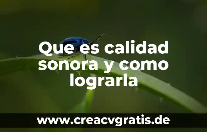 Que es el tiempo de calidad 8 Que es calidad sonora y como lograrla