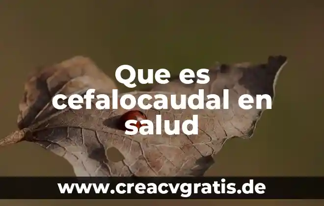 Que es sr en salud 6 Que es cefalocaudal en salud