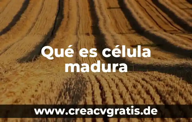 Que es celula vegetal y animal 3 Qué es célula madura
