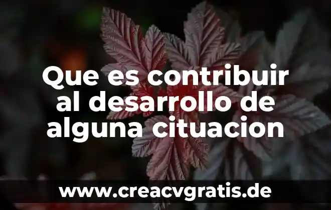 Qué es contribuir al medio ambiente 3 Que es contribuir al desarrollo de alguna cituacion