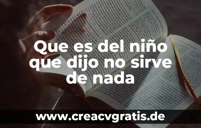 Que es no hacer nada 5 Que es del niño que dijo no sirve de nada