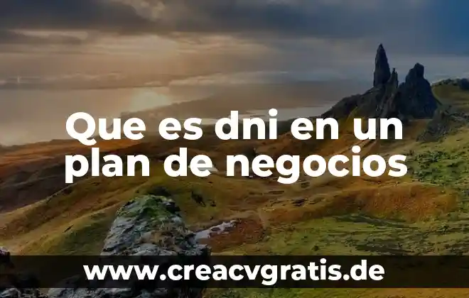 Que es un plan de negocios por que es necesario 8 Que es dni en un plan de negocios