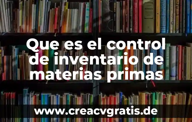 Que es inventario y tipos de inventario 6 Que es el control de inventario de materias primas