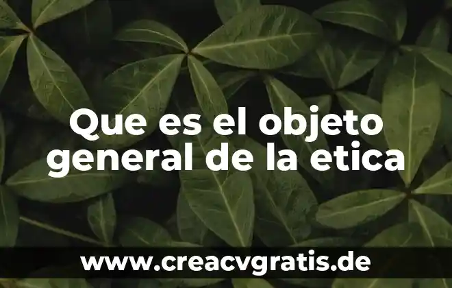 Que es el objeto ole en la base de datos 3 Que es el objeto general de la etica