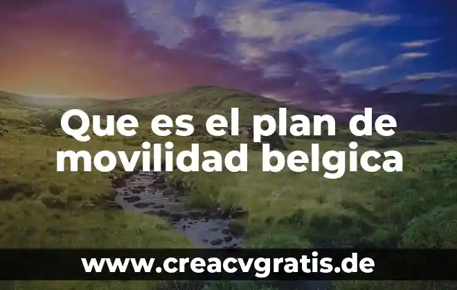 Que es un plan de trabajo esquematizado 4 Que es el plan de movilidad belgica