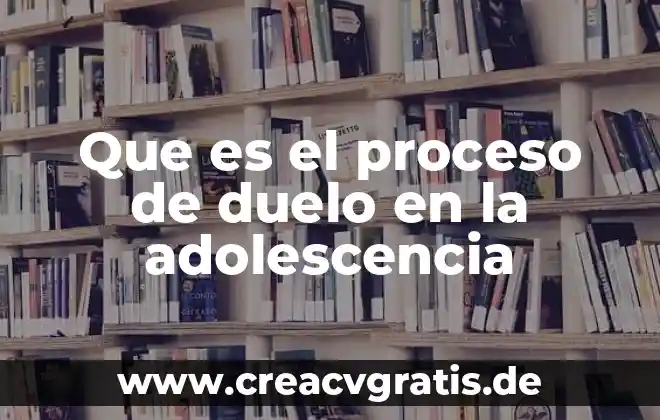 Ensayo sobre que es la adolescencia 5 Que es el proceso de duelo en la adolescencia