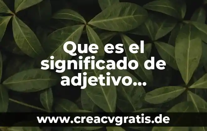 Que es un adjetivo significado 8 Que es el significado de adjetivo calificativo