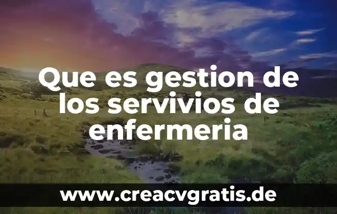 Qué es la enfermería con especialidad concepto 8 Que es gestion de los servivios de enfermeria