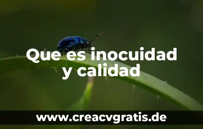 Que es m.t.c en ingenieria de calidad 5 Que es inocuidad y calidad