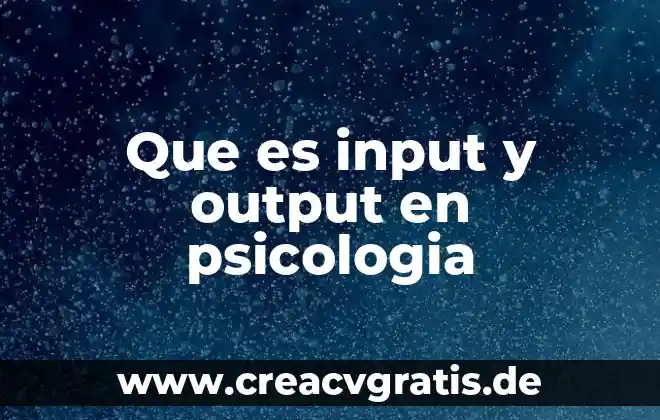 Que es analizar en psicologia 6 Que es input y output en psicologia