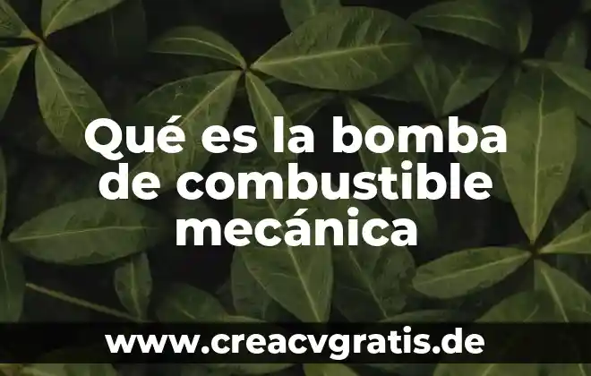 Bomba electrica de agua que es 5 Qué es la bomba de combustible mecánica