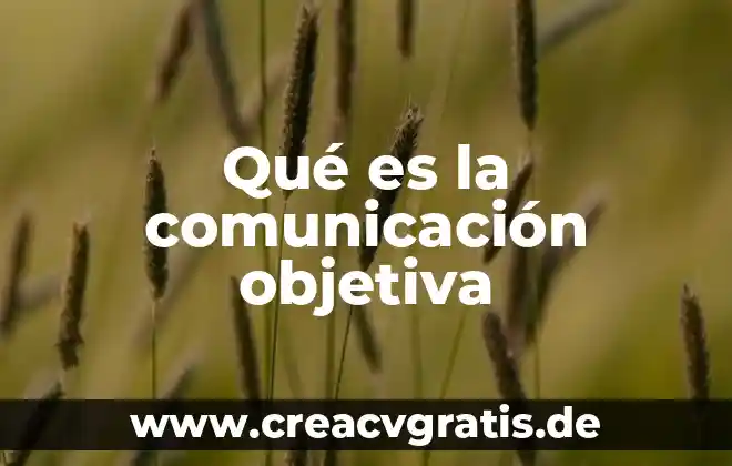 Que significa que es objetiva 3 Qué es la comunicación objetiva