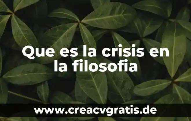 Como saber que es crisis en una gráfica 4 Que es la crisis en la filosofia