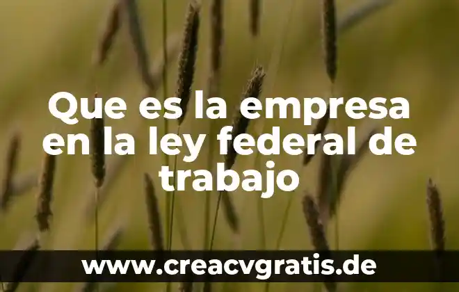 Empresa productiva subsidiaria que es 3 Que es la empresa en la ley federal de trabajo