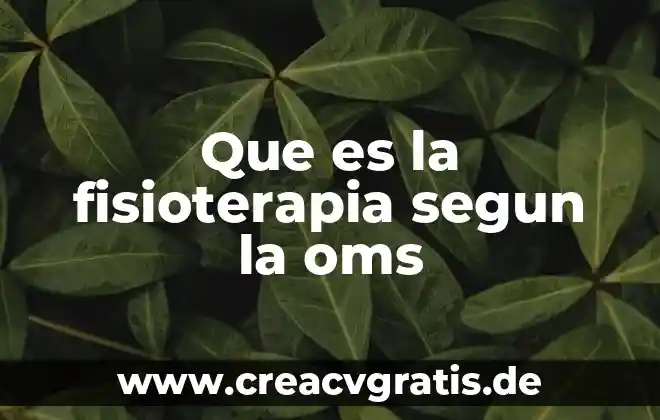 Qué es el agua según la OMS 7 Que es la fisioterapia segun la oms