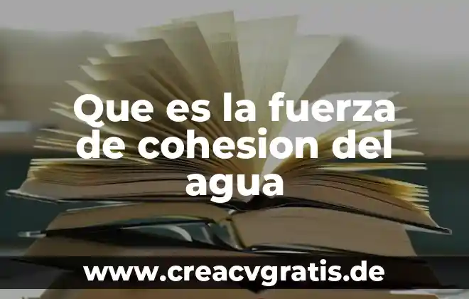 Investigar que es fuerza de cohesión 3 Que es la fuerza de cohesion del agua