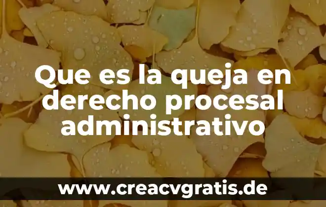 Indautor que es derecho 3 Que es la queja en derecho procesal administrativo