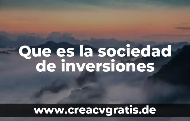 Concepto que es la enfermedad 4 Que es la sociedad de inversiones