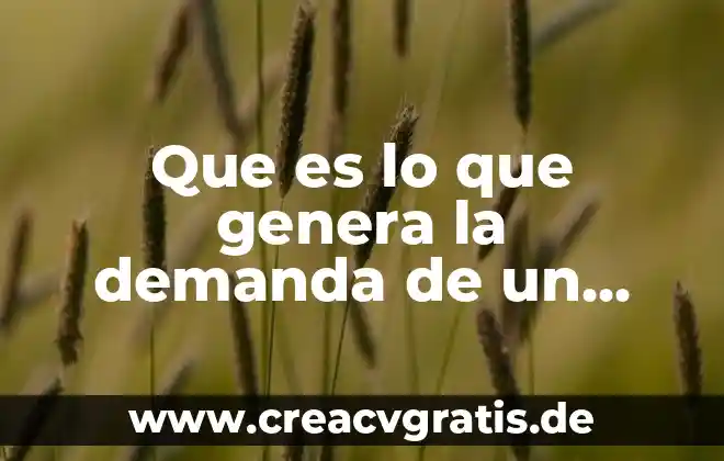 Que es demanda de dinero en economia 4 Que es lo que genera la demanda de un producto