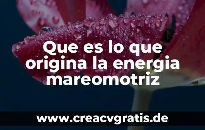 Qué es la secretaria de energía en méxico 4 Que es lo que origina la energia mareomotriz