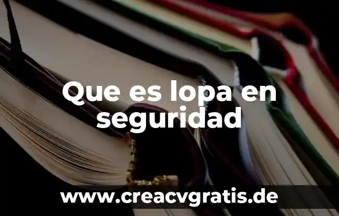 Seguridad para ttc m que es 4 Que es lopa en seguridad