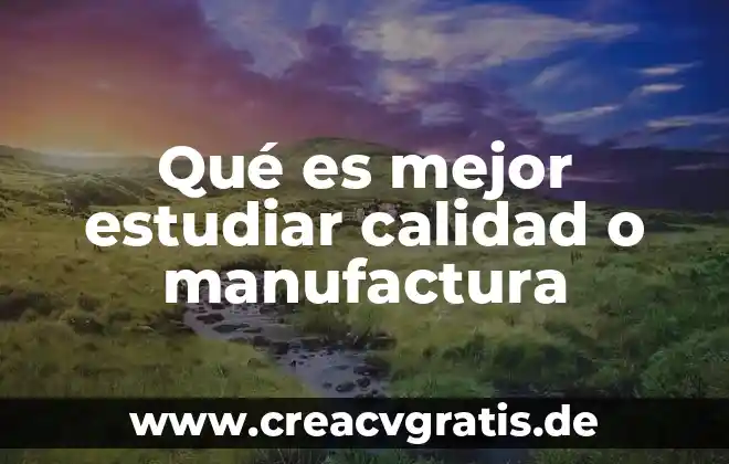 Que es mejor estudiar aleman o italiano 3 Qué es mejor estudiar calidad o manufactura