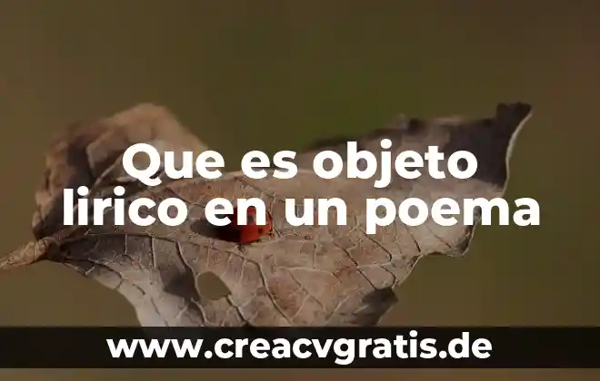 Que es genero lirico origen y evolucion 7 Que es objeto lirico en un poema