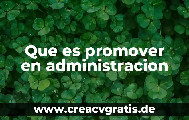 Administracion operativa que es 4 Que es promover en administracion