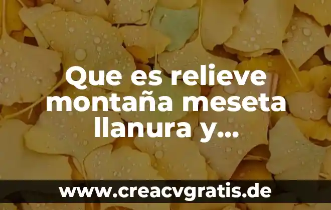 Que es relieve artistico y sus diferentes tipos 4 Que es relieve montaña meseta llanura y depresion para niños