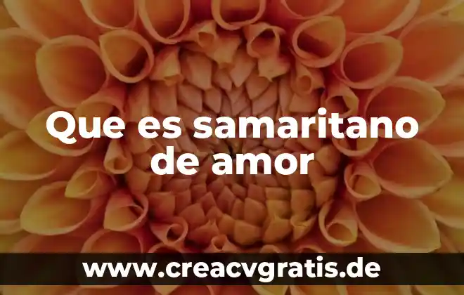 Qué es el amor verdadero y la costumbre 3 Que es samaritano de amor