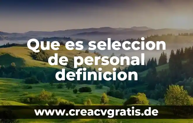 Que es un proyecto personal en etica 4 Que es seleccion de personal definicion